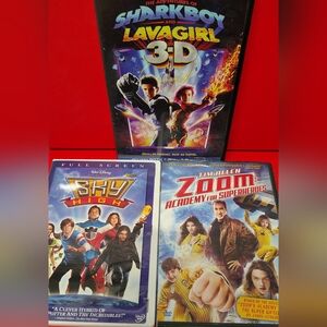 Action 3D DVD Set Of 3: SharkBoy & LavaGirl, SkyHigh & Zoom Academy Superheroes.